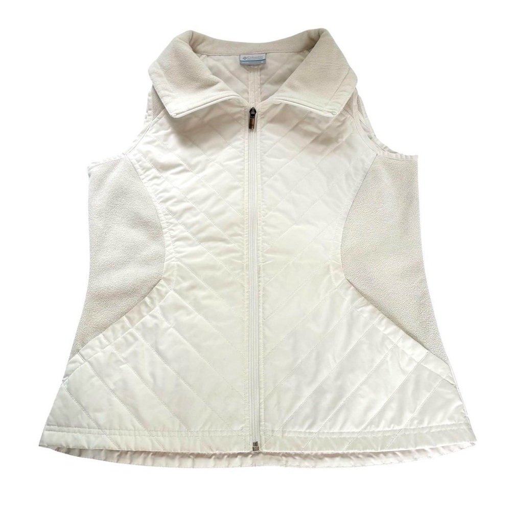 Columbia White Fleece Lined Vest